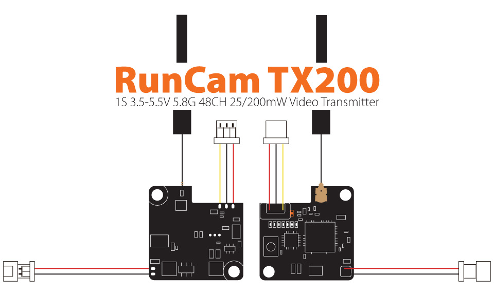 1S 3.5-5.5V 5.8G 48CH 25/200mW Video Transmitter
RunCamTX25,1S 5.8G 6band,48CH 25mw,Video Transmitter